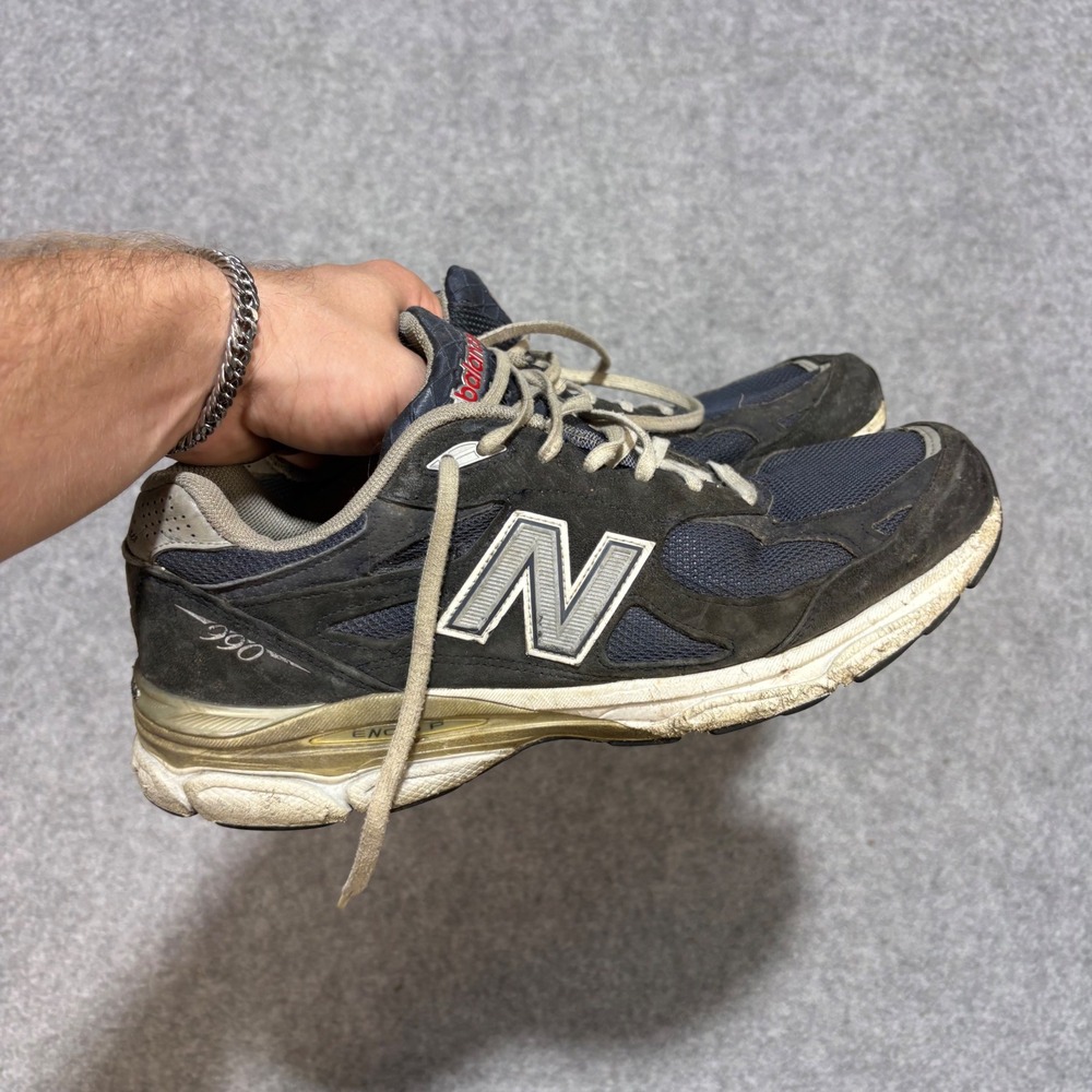 New Balance 990v3 Made in USA Navy Blue Grey Mens Sneakers M990NV3 Size 11